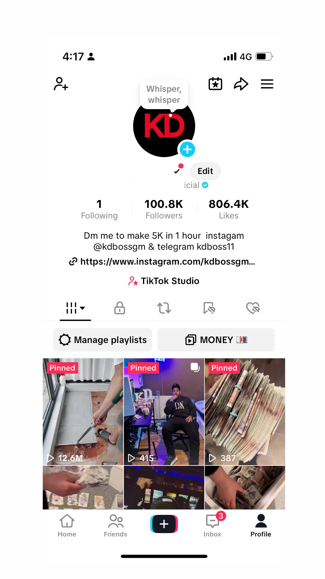 Verified TIKTOK FOR SALE 100K FOLLOWERS